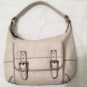 Fossil Pebbled Leather Shoulder Bag in Stone Color